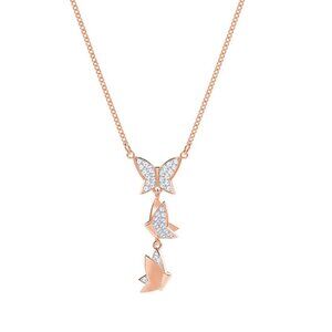 Swarovski Rose Gold Butterfly Earrings & Necklace Set